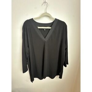 Banana Republic Black V Neck 3/4 Sleeve Tunic Top XL
